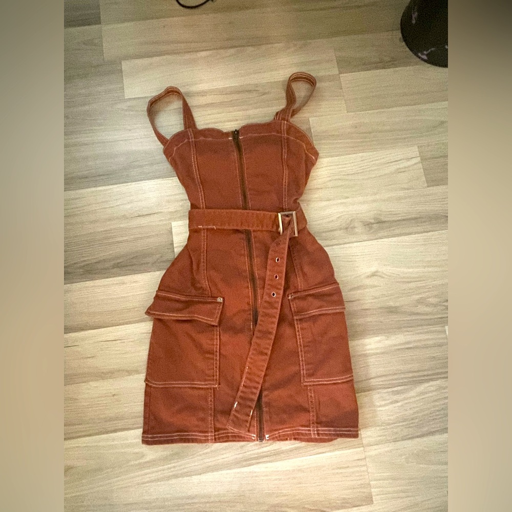 brown body tight jean dress